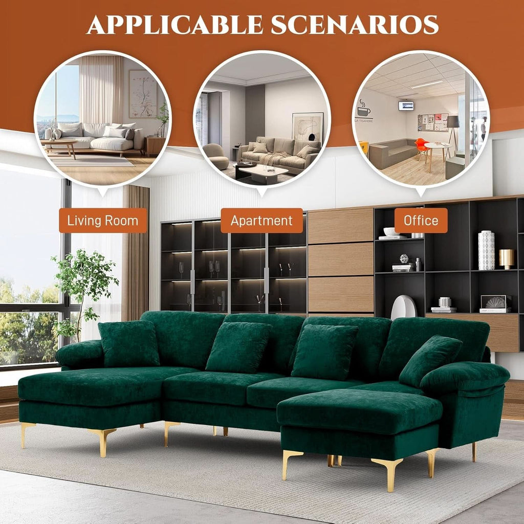 Stylish U Shaped Sectional Sofa Couch with Ottoman ShipItFurniture
