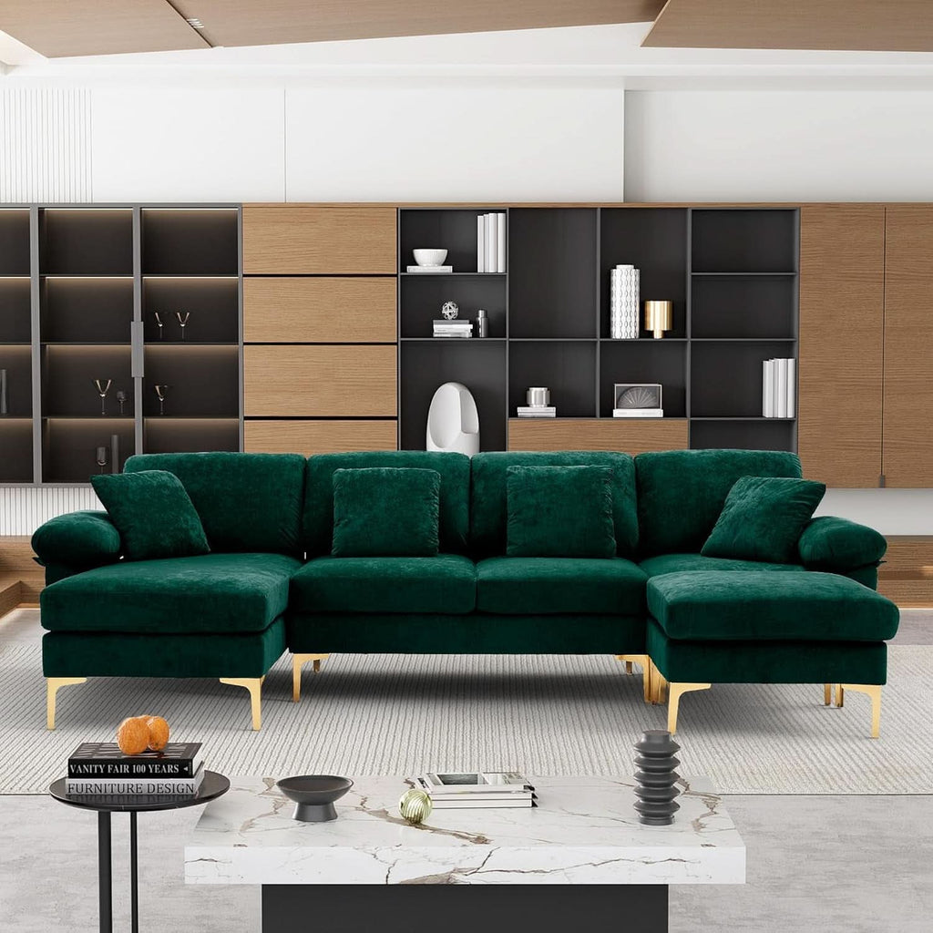 Stylish U Shaped Sectional Sofa Couch with Ottoman ShipItFurniture