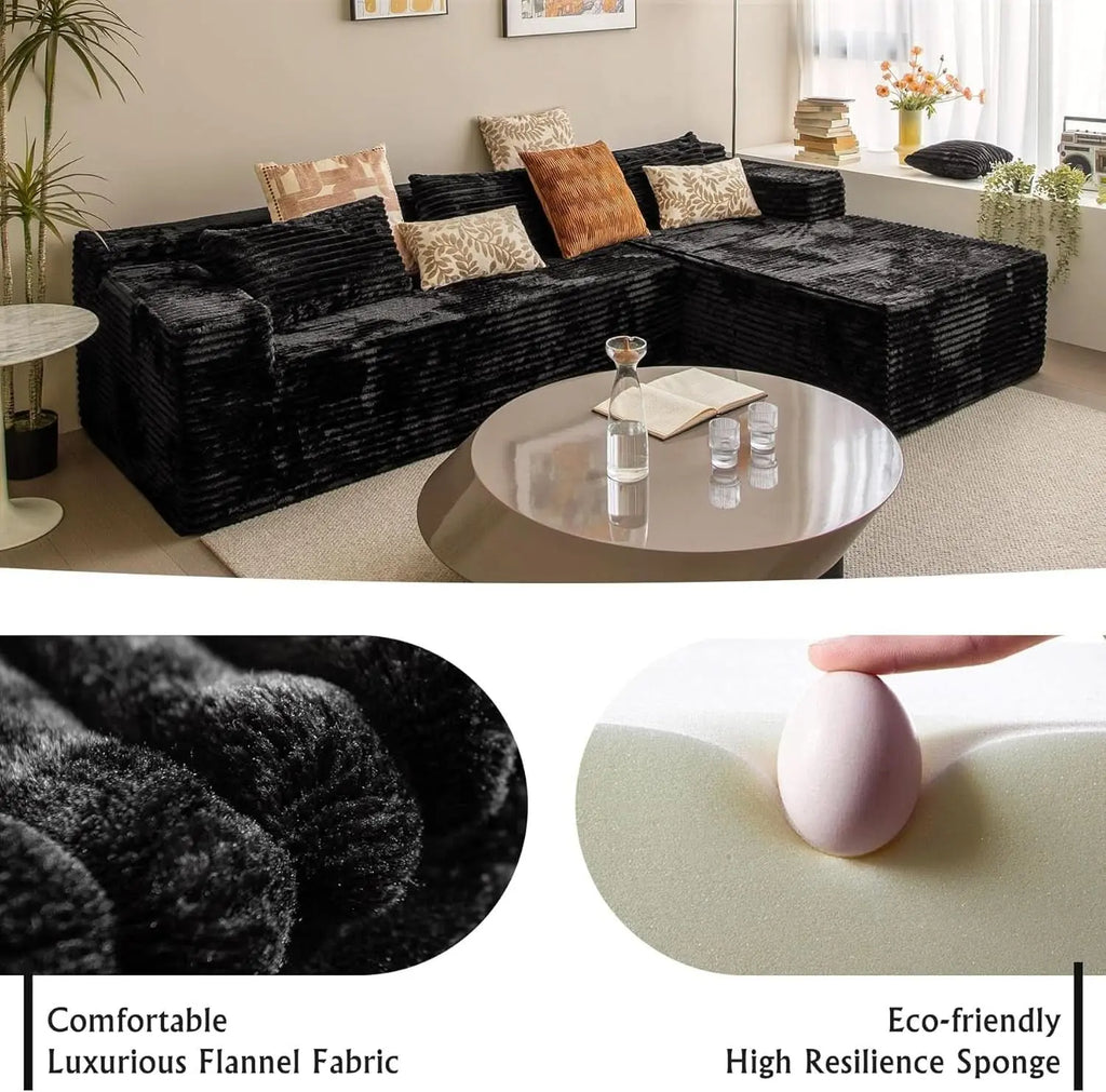 Versatile L-Shape Corduroy Sectional Couch for Comfort ShipItFurniture