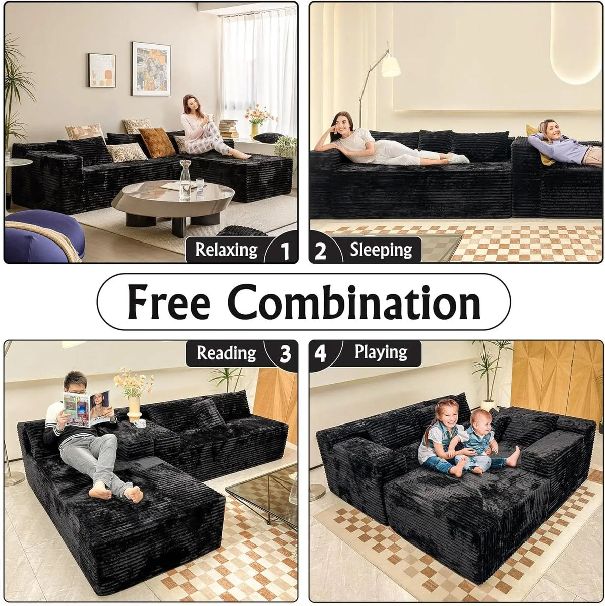 Versatile L-Shape Corduroy Sectional Couch for Comfort ShipItFurniture